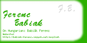 ferenc babiak business card
