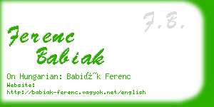 ferenc babiak business card